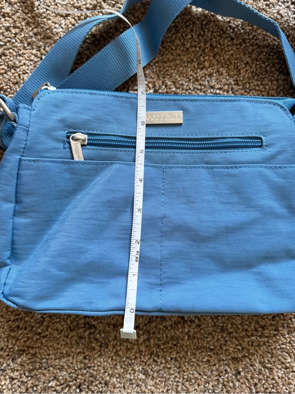 BAGGALLINI Dusty Blue Nylon Zippered Crossbody Shoulder Bag